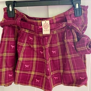 PINK Victoria’s Secret Y2K flannel plaid skirt with dog print